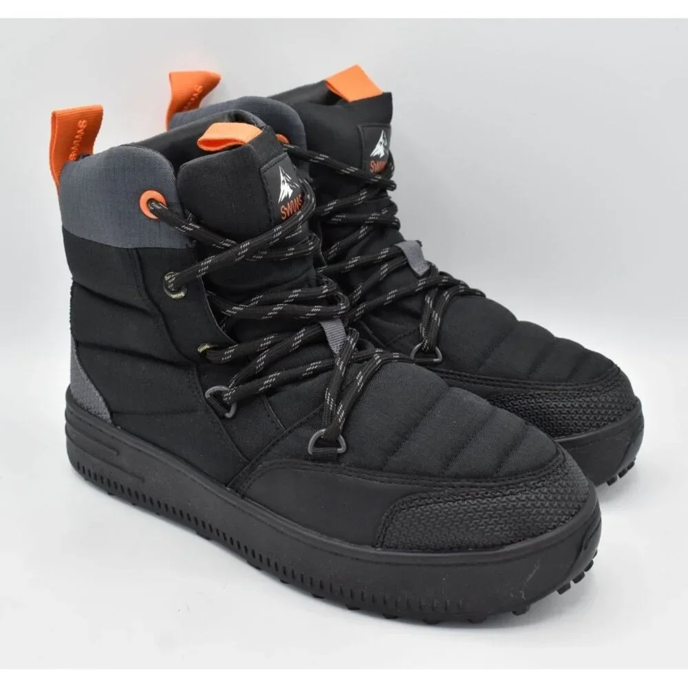 SWIMS Womens 9 Snow Runner Black‎ Orange Insulated High-Top Lace-Up Snow Boots